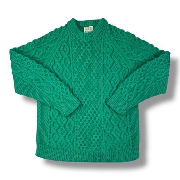Blarney Woolen Mills 100% Pure New Wool Green Chunky Sweater Size Medium - Picture 1 of 5